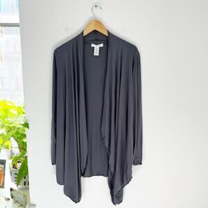 Barefoot Dreams Jersey Knit Gray Waterfall Cardigan Sweater Size Small
